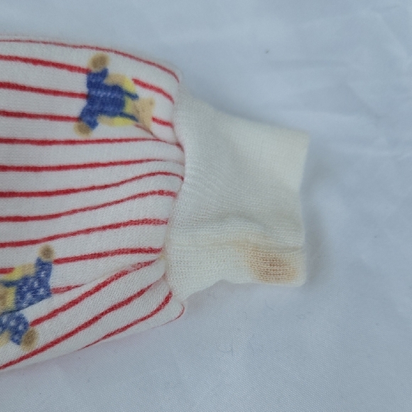 Vintage Red Baby Overalls with Bear Patch and Striped Sweater - Picture 8 of 8